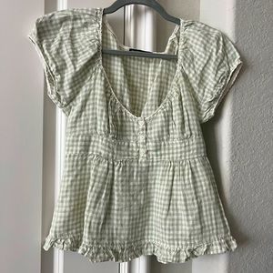 Brandy Melville plaid babydoll top
